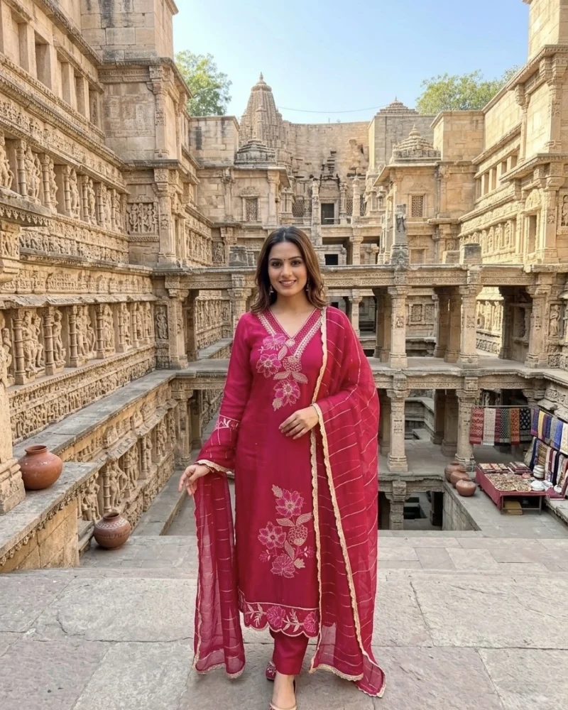 Magenta Kurti Set