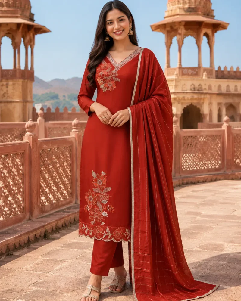 Red Kurti Set