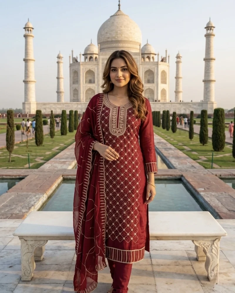 Rust Kurti Set